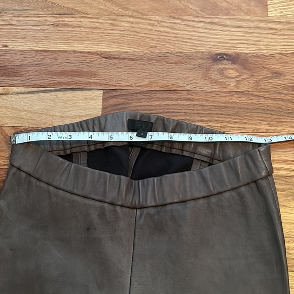 JCrew genuine leather pants EUC taupe small 2 - Picture 4 of 13